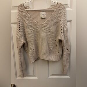 Abercrombie & Fitch Cream V-Neck Sweater